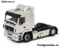 Коллекционная масштабная модель 1:50 Седельный тягач 4х2 МАЗ-5440 \ MAZ 5440 серебристый (WSI)